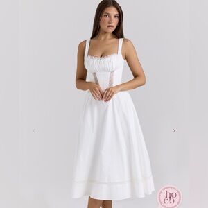 House of CB Kim White Cotton Midi Dress